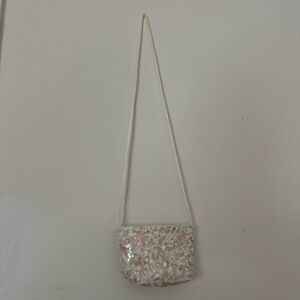 Elegant Cream Sequin Shoulder Bag